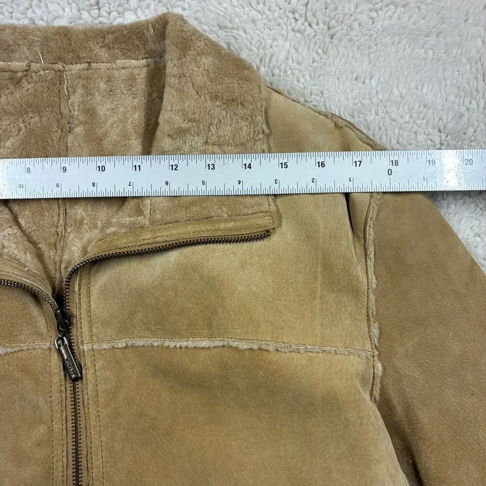Vintage Winlit Jacket Womens Large Tan Suede Leather Faux Fur Lined Western Coat